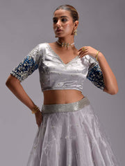 Grey Organza Lehenga Set