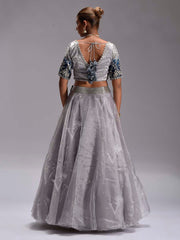 Grey Organza Lehenga Set