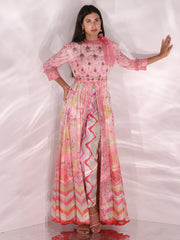 Light Pink Vasansi Silk Floral Printed Gown