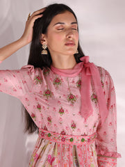 Light Pink Vasansi Silk Floral Printed Gown