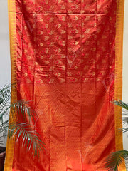 Orange And Red Banarasi Silk Saree