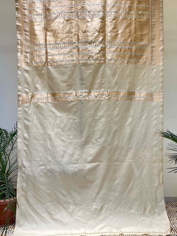 Cream Banarasi Silk Saree