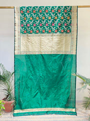 Bottle Green Banarasi Silk Saree