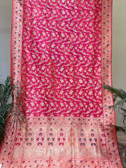 Pink Banarasi Silk Saree