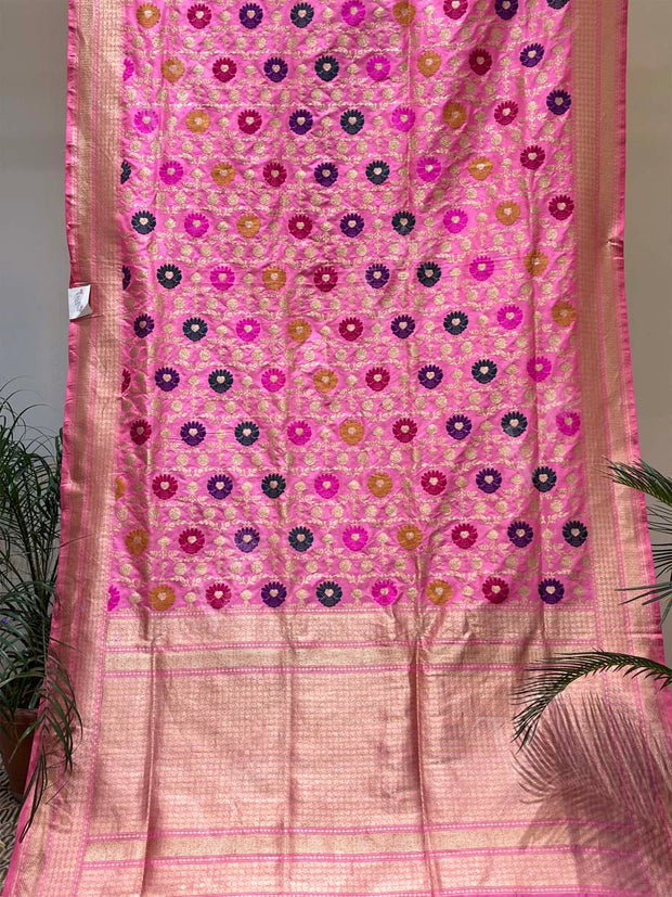 Pink Banarasi Silk Saree