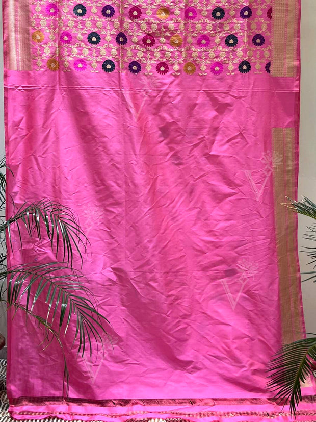 Pink Banarasi Silk Saree