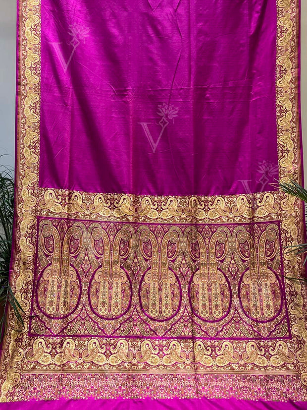 Wine Banarasi Silk Saree