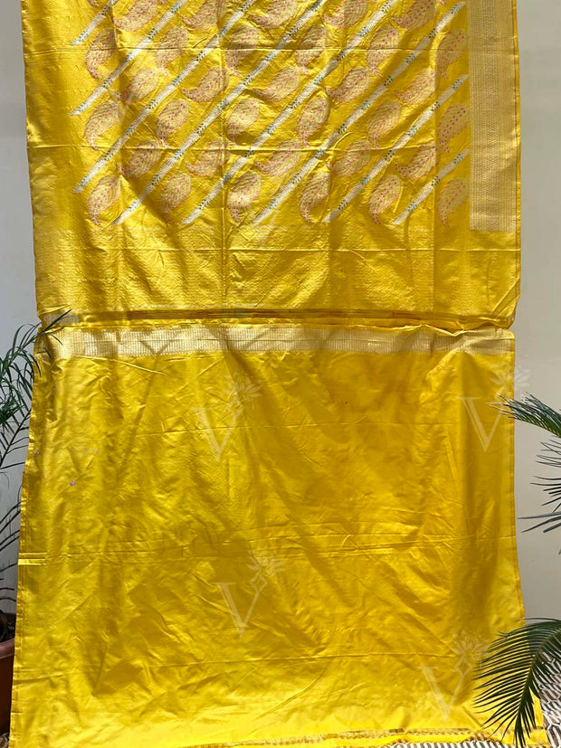 Yellow Banarasi Silk Saree