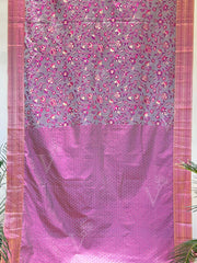 Grey And Purple Banarasi Silk Saree