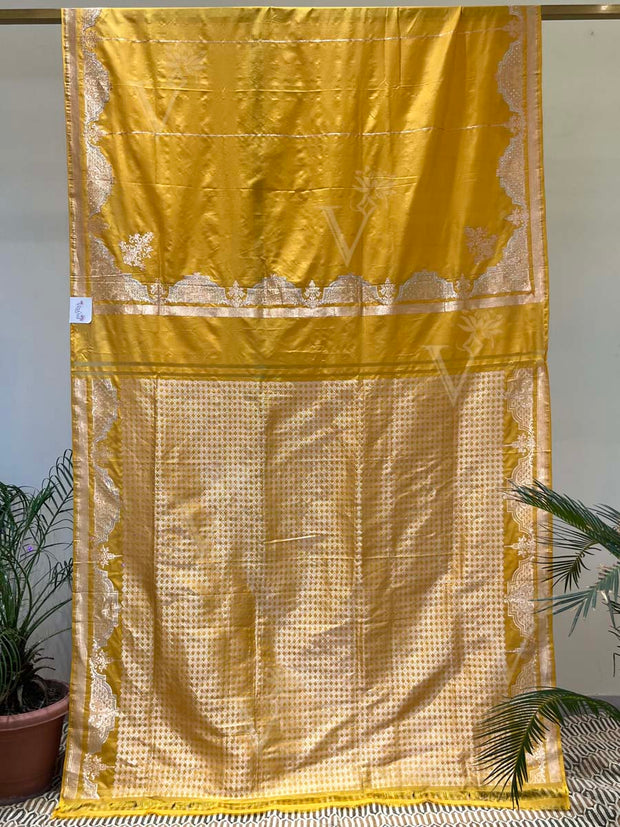 Yellow Banarasi Silk Saree