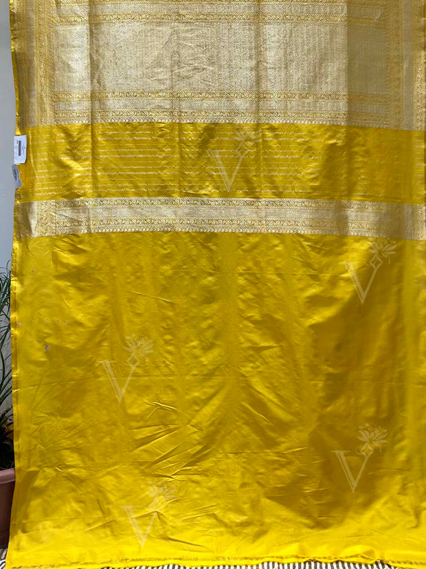 Yellow Banarasi Silk Saree