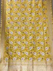 Yellow Banarasi Silk Saree