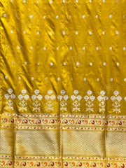 Yellow Banarasi Silk Saree