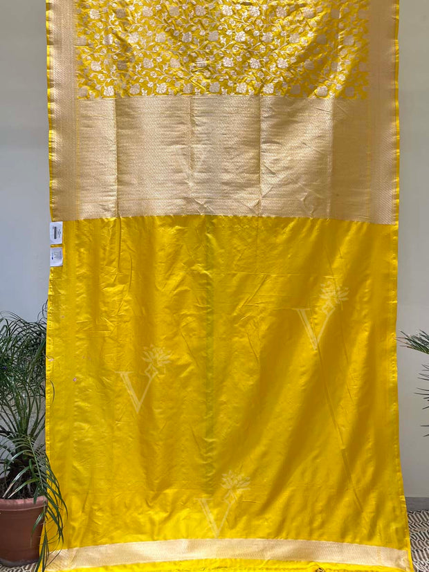 Yellow Banarasi Silk Saree