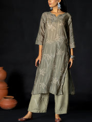 Green Cotton Silk Kurta Set