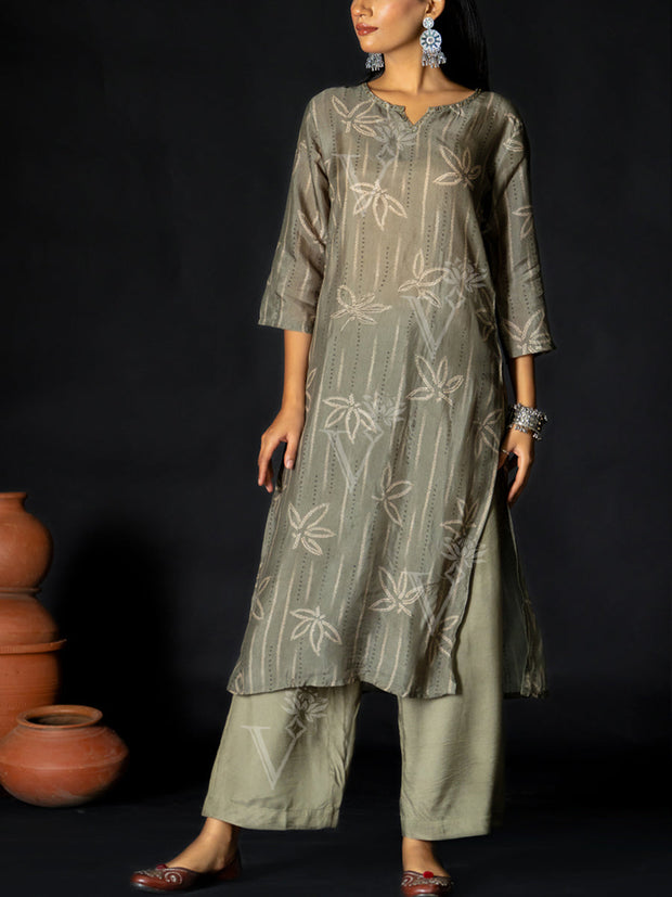 Green Cotton Silk Kurta Set