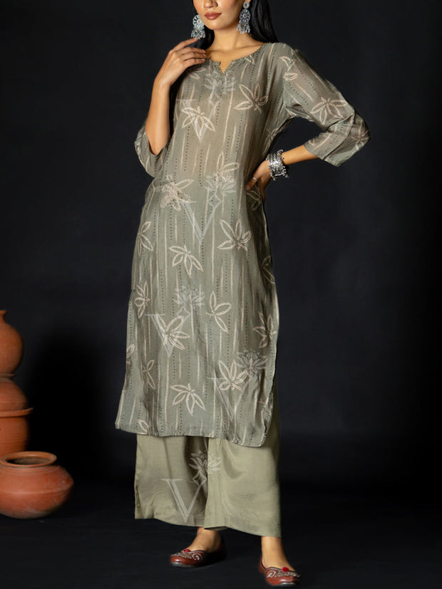 Green Cotton Silk Kurta Set