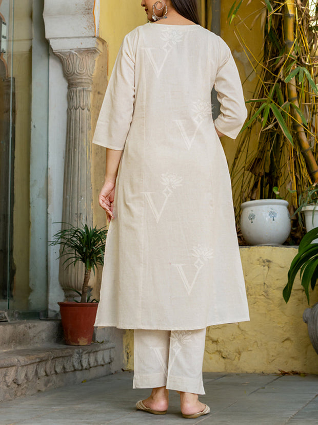 White Cotton Kurta Set