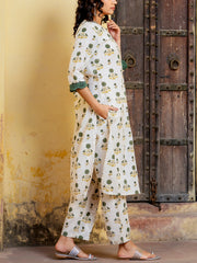 Off White Cotton Kurta Set