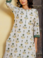 Off White Cotton Kurta Set