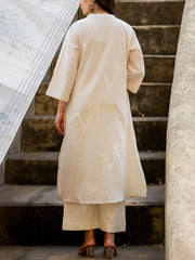 Off White Cotton Kurta Set