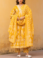 Yellow Cotton Kurta Set