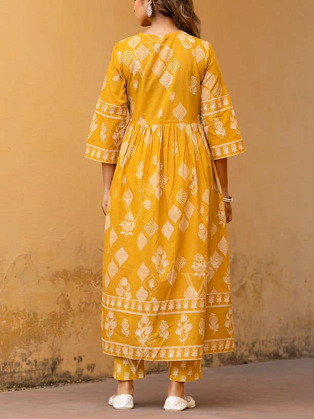 Yellow Cotton Kurta Set