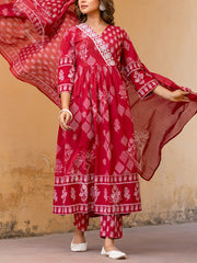 Pink Cotton Kurta Set