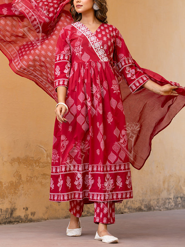 Pink Cotton Kurta Set