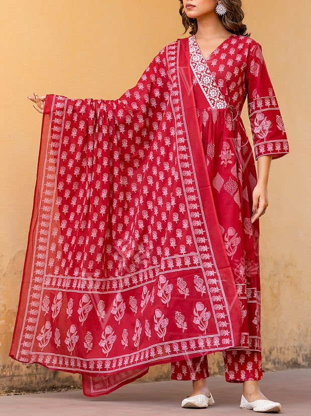Pink Cotton Kurta Set
