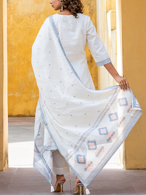 Off White Cotton Kurta Set