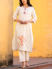 Off White Cotton Kurta Set