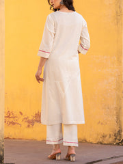 Off White Cotton Kurta Set