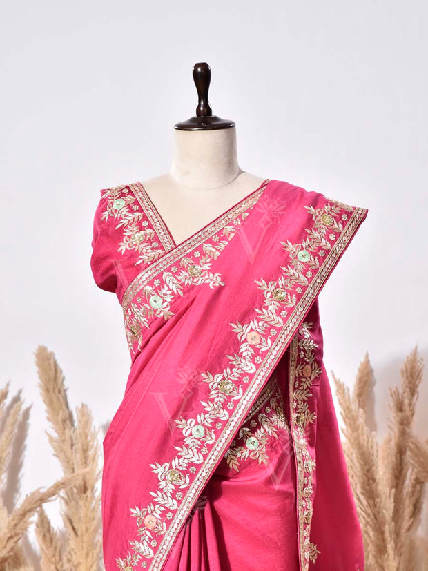 Magenta Pink Vasansi Silk Saree