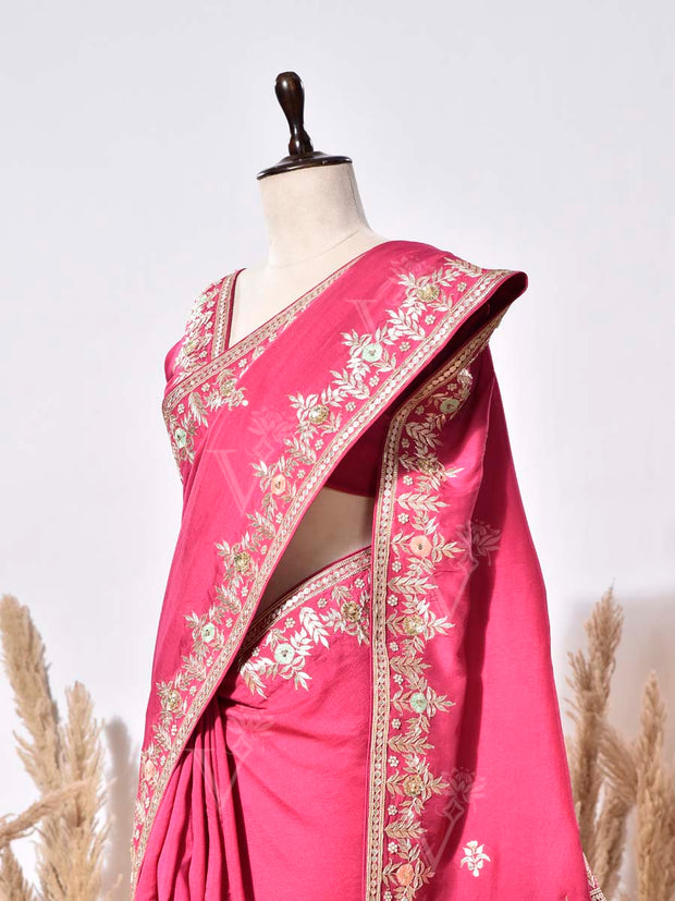 Magenta Pink Vasansi Silk Saree