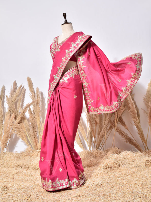 Magenta Pink Vasansi Silk Saree