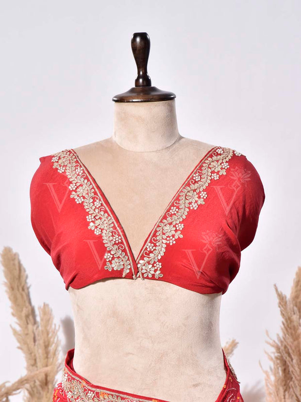 Red Gorgette Saree