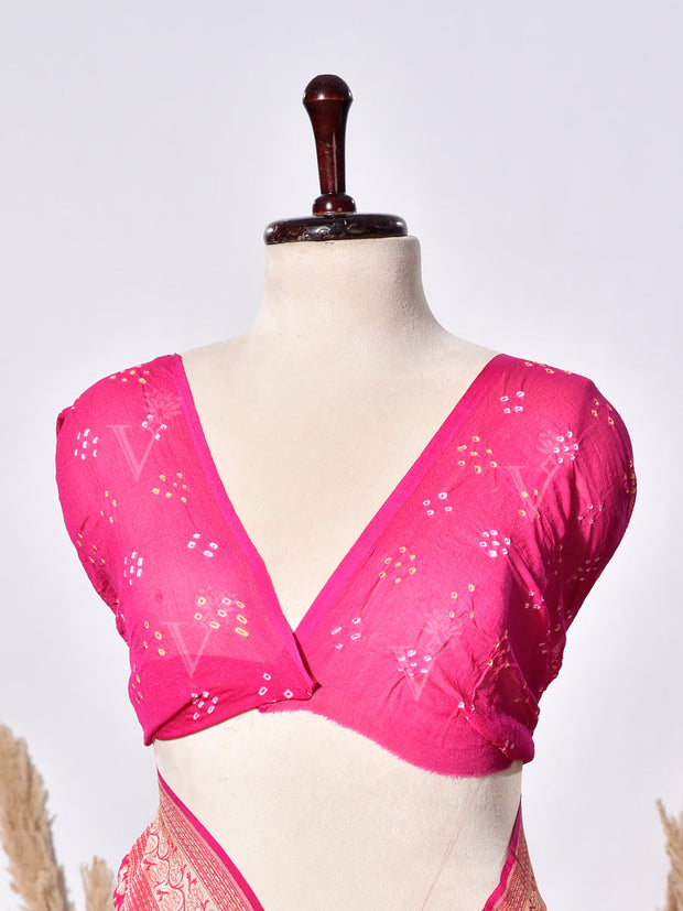 Pink Banarasi Gorgette Saree
