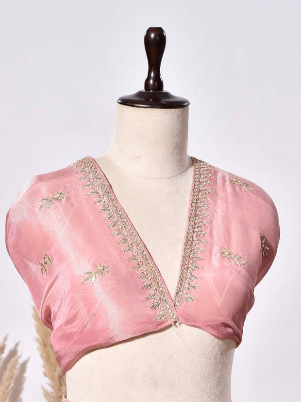 Onion Pink Tissue Silk Saree