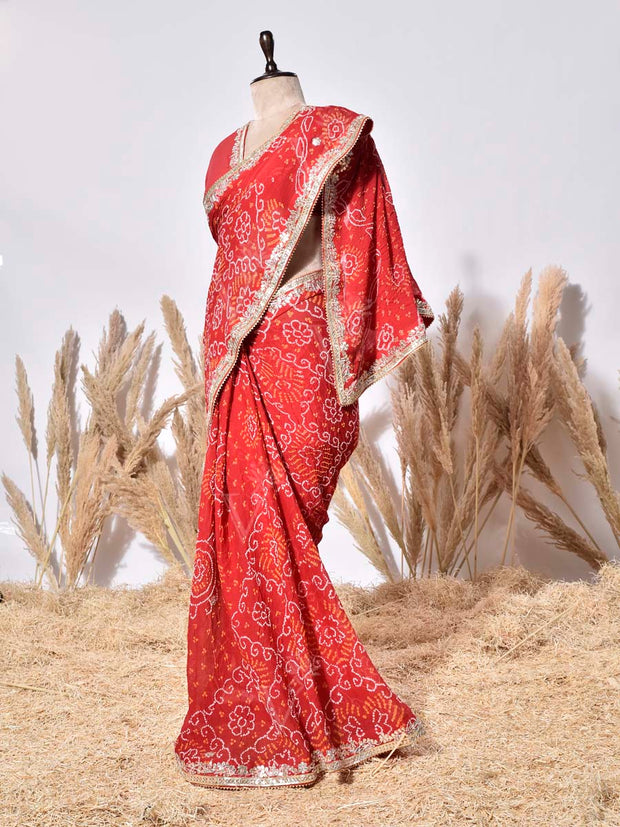 Pink Gorgette Saree