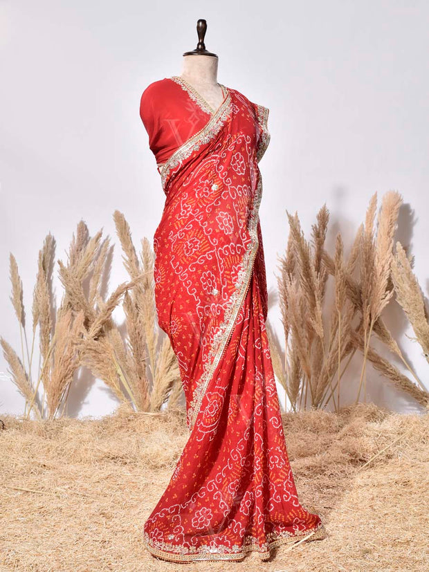 Pink Gorgette Saree