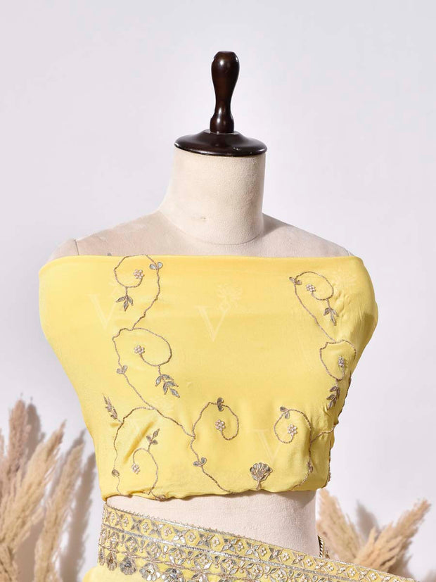 Yellow Organza Silk Saree