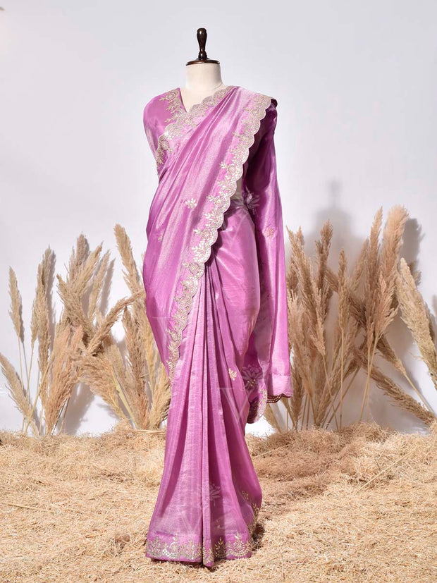 Purple Tissue Silk Saree