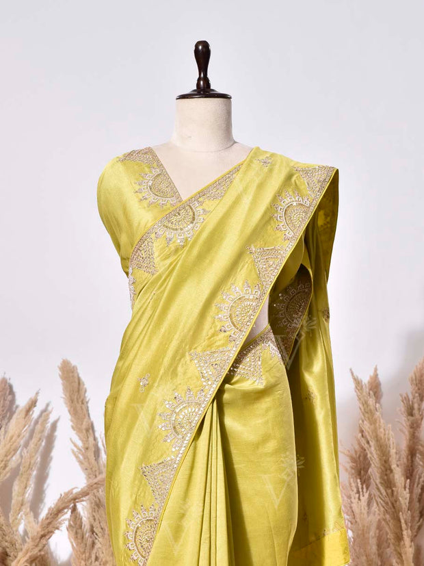 Mehandi Green Vasansi Silk Saree