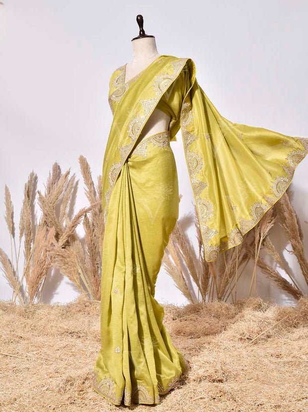 Mehandi Green Vasansi Silk Saree