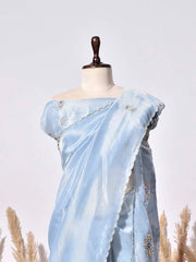 Ice Blue Tissue Silk Saree