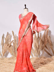 Orange Gorgette Saree