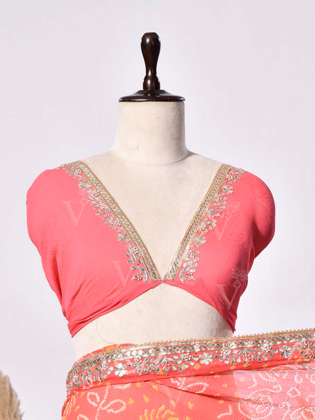 Orange Gorgette Saree