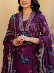 Maroon Cotton Kurta Set