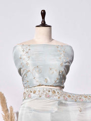Ice Blue Tissue Silk Saree